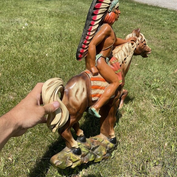 Vintage UNIVERSAL STATUARY CORP CHICAGO 1962 Native American Indian Chief Horse - Picture 12 of 14